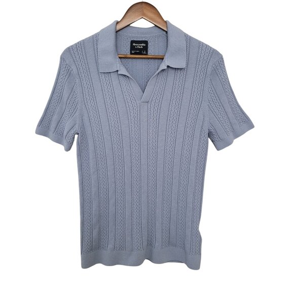 Abercrombie & Fitch Other - Abercrombie & Fitch Cable Stitch Johnny Collar Sweater Polo Mens Size S Blue